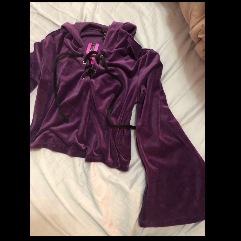 Material Girl Active Crop Bell Sleeve Hoodie